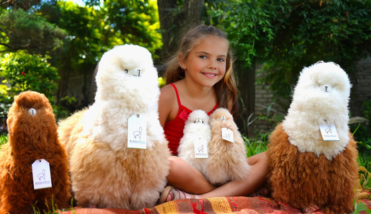 AlpacaNext 9-Inch Alpaca Stuffed Animal – Handcrafted Real Fur Plush, Soft & Cuddly