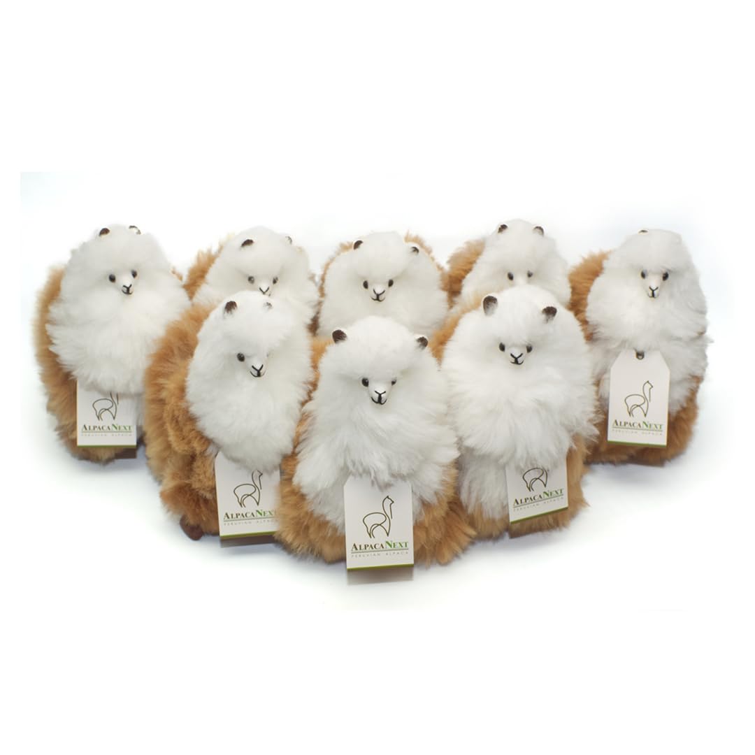 AlpacaNext 9-Inch Alpaca Stuffed Animal – Handcrafted Real Fur Plush, Soft & Cuddly