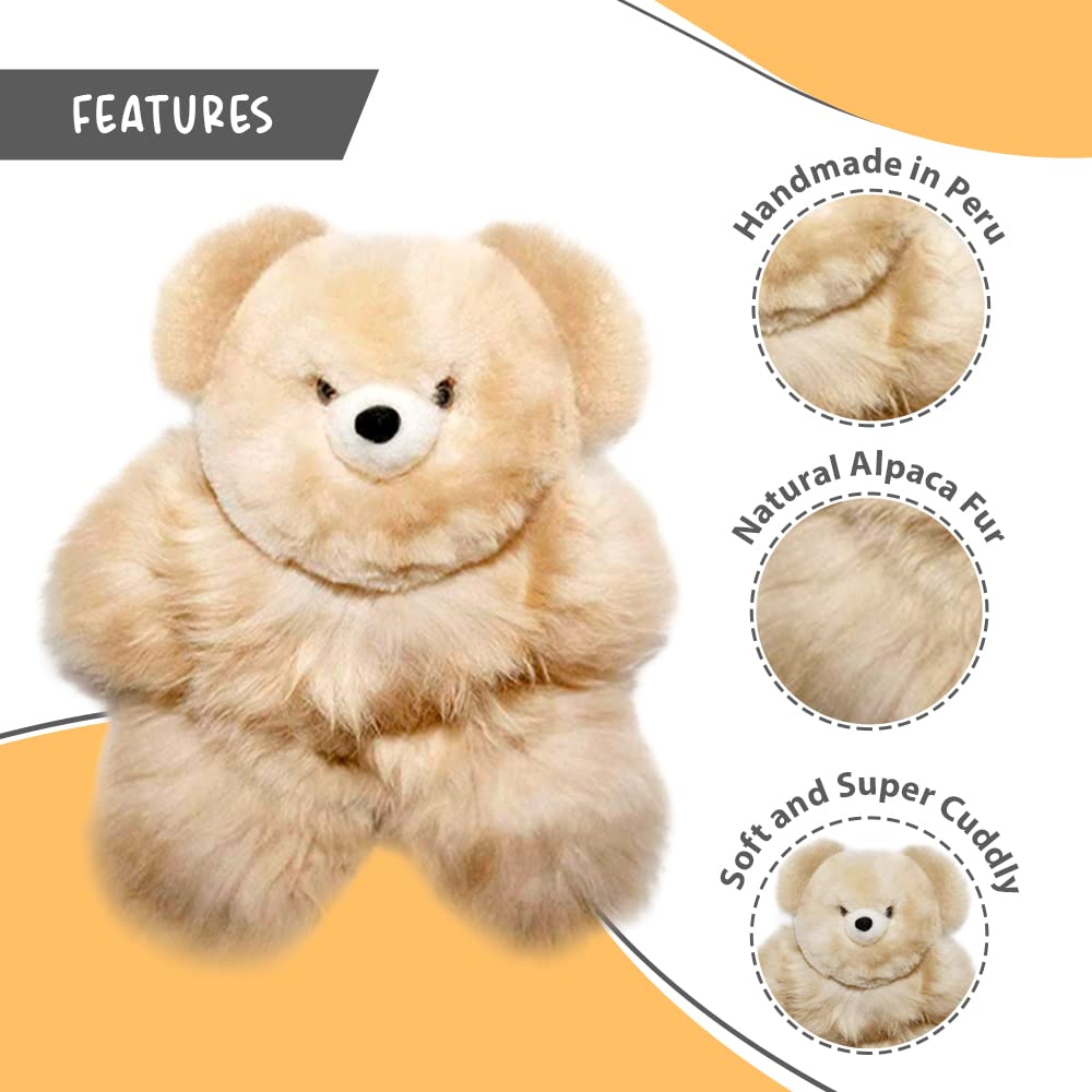 AlpacaNext 18-Inch Soft Baby Alpaca Teddy Bear – Handmade with Genuine Alpaca Fur