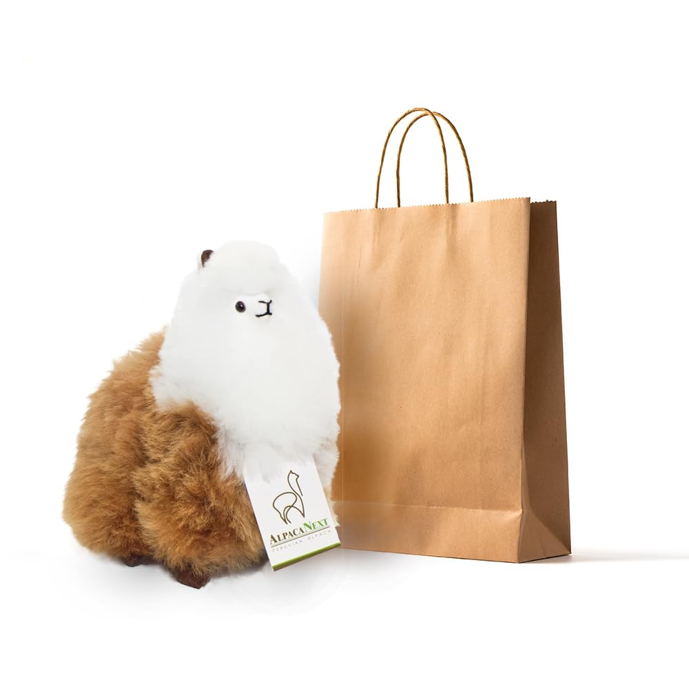 AlpacaNext 9-Inch Alpaca Stuffed Animal – Handcrafted Real Fur Plush, Soft & Cuddly