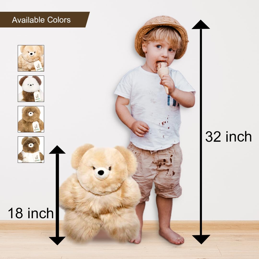 AlpacaNext 18-Inch Soft Baby Alpaca Teddy Bear – Handmade with Genuine Alpaca Fur