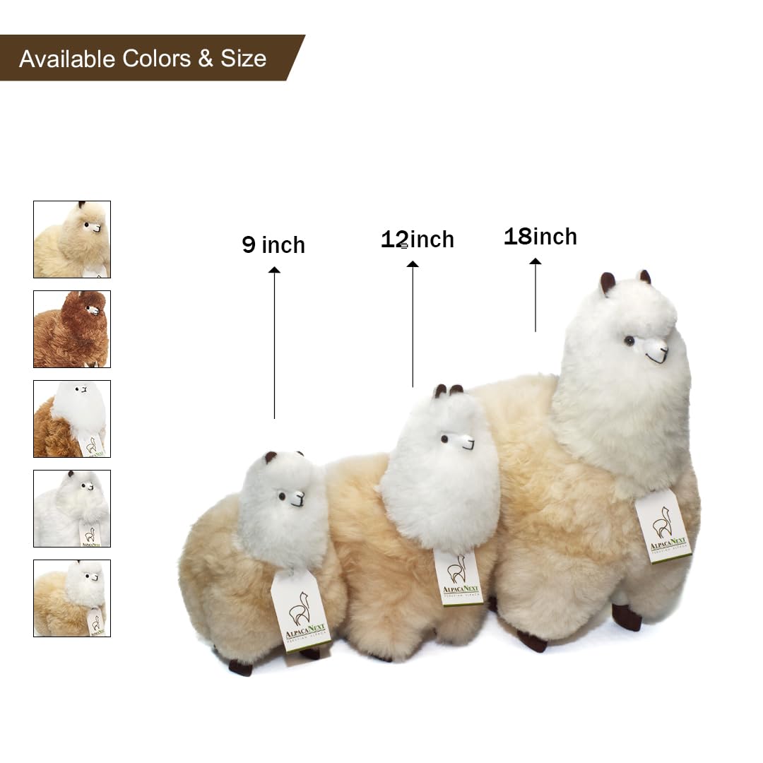 AlpacaNext Alpaca Stuffed Animal - 12 Inch | Handcrafted Peruvian Alpaca Fur Plush
