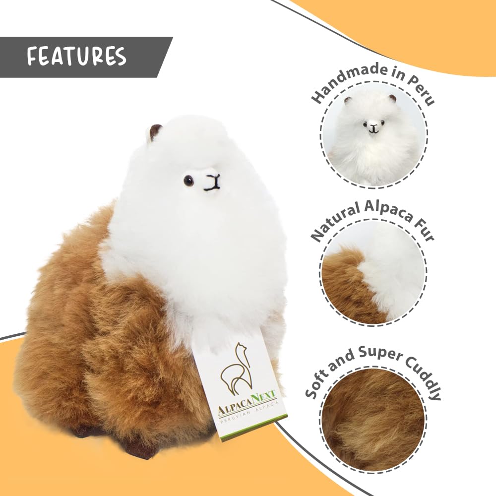 AlpacaNext 9-Inch Alpaca Stuffed Animal – Handcrafted Real Fur Plush, Soft & Cuddly