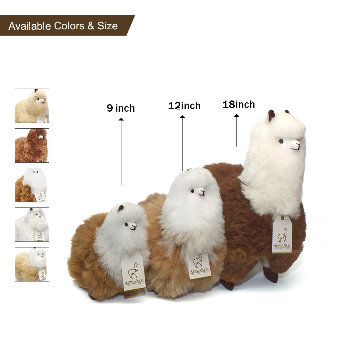 AlpacaNext 9-Inch Alpaca Stuffed Animal – Handcrafted Real Fur Plush, Soft & Cuddly