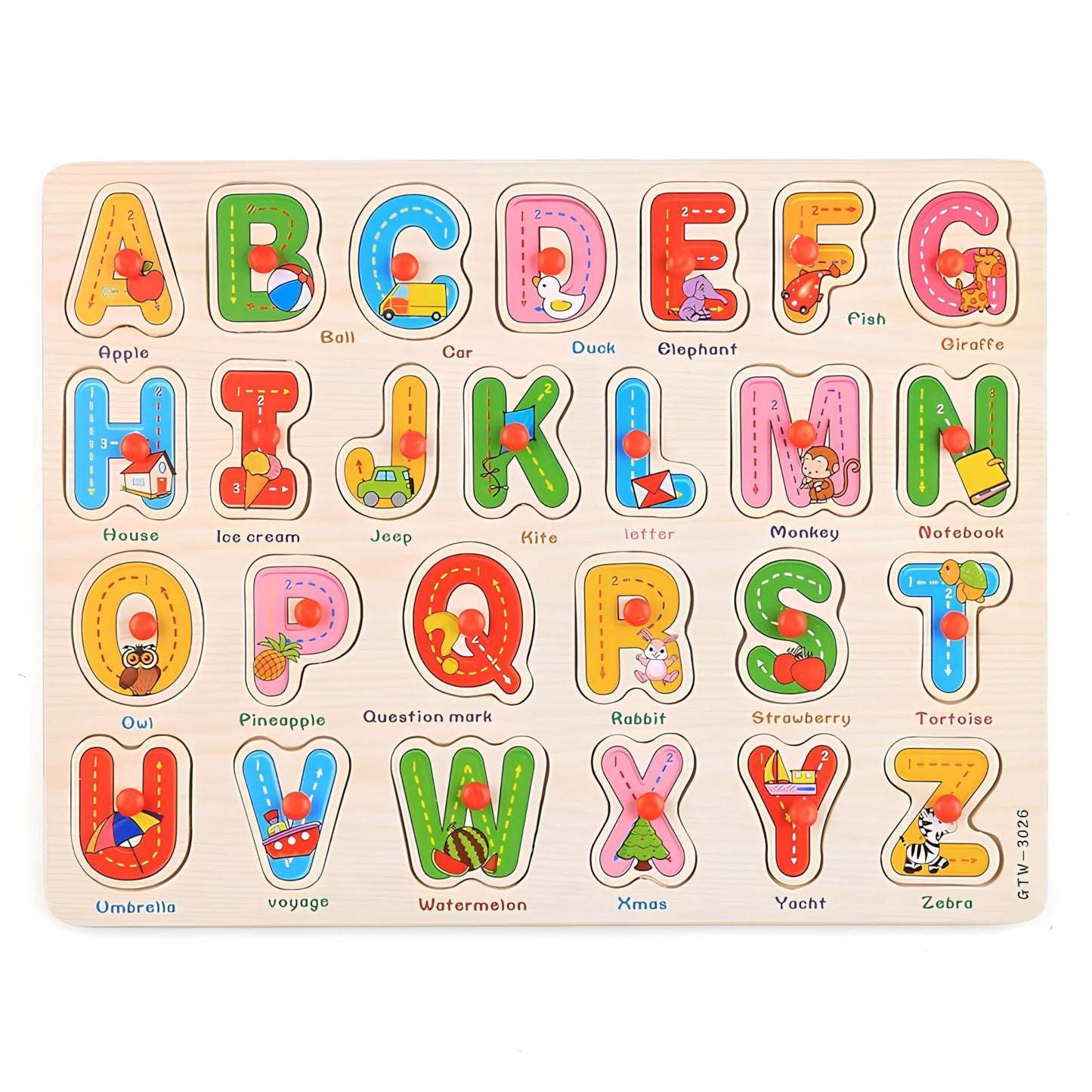 Alphabet Puzzle Set for Toddlers 3+ | Wooden ABC Puzzles with Board & Letter Blocks | Montessori-Inspired Preschool Learning Toy
