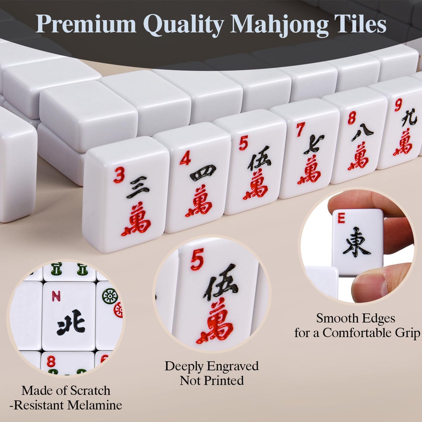 ALRALLI Portable Mahjong Set – 166 Tiles, Carrying Bag, Dice & Chips