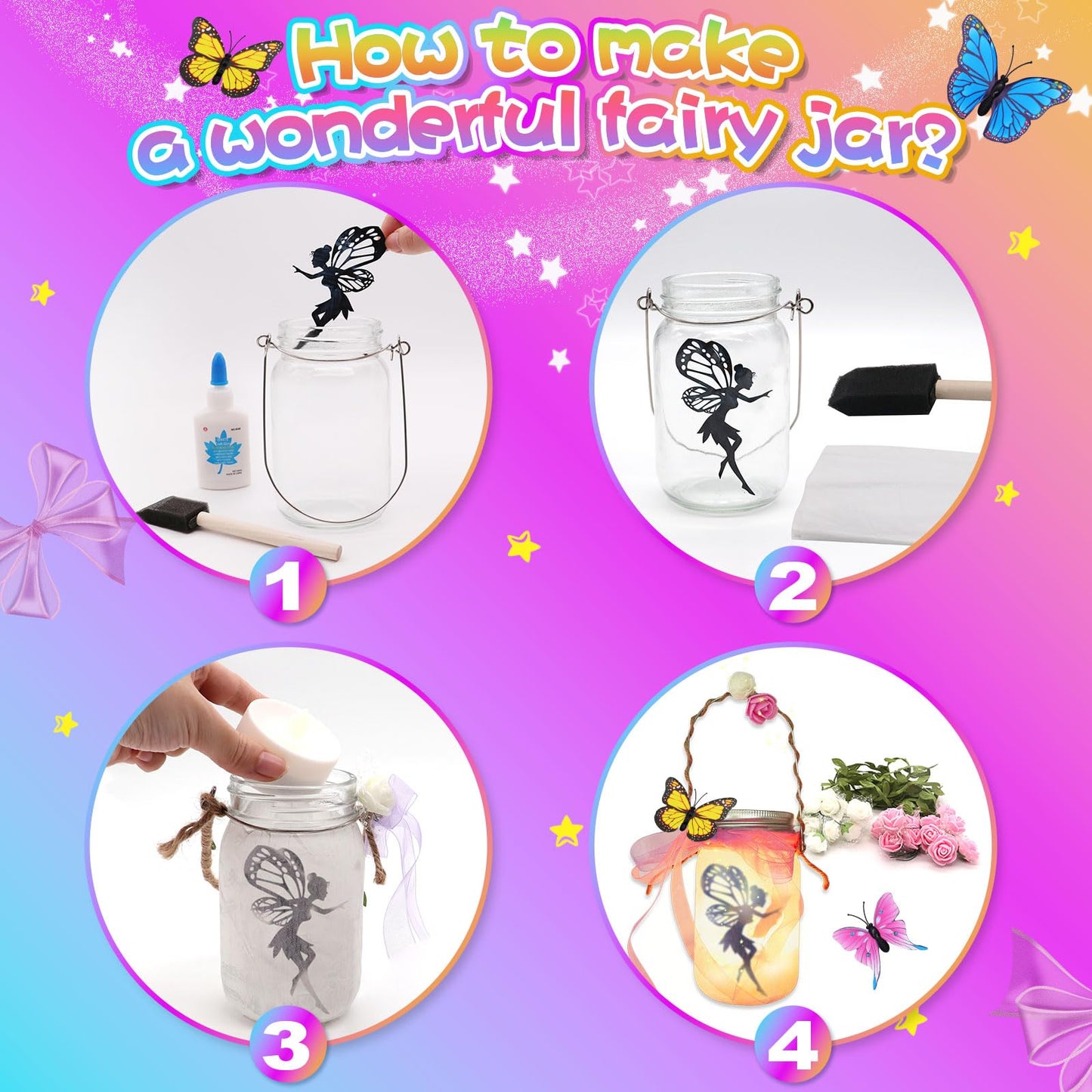 Alritz Fairy Lantern Craft Kit — Remote-Controlled Mason Jar Night Light for Kids (Ages 4-11+)
