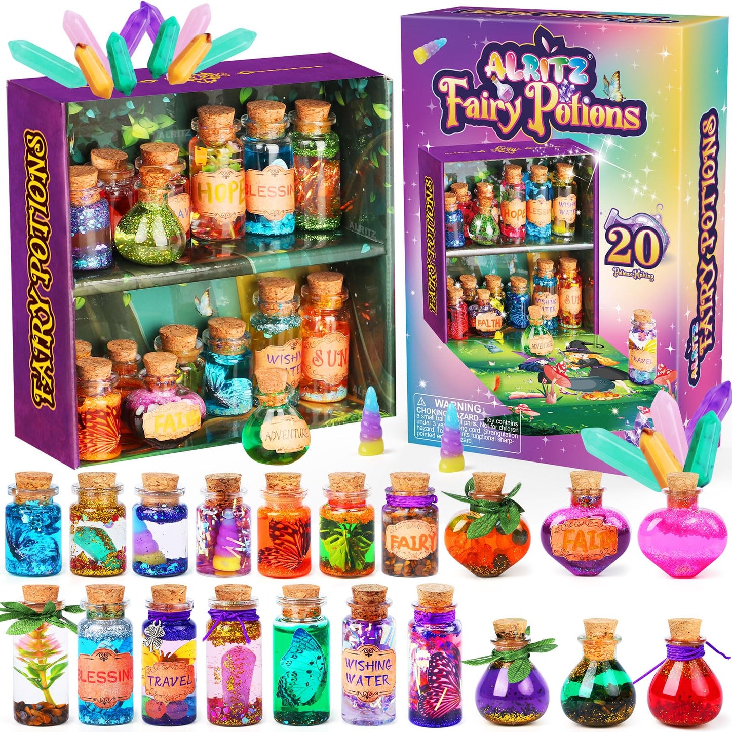 Alritz Fairy Potions Kit – 20 Magic Bottles, Decorations & Craft for Kids 6–12