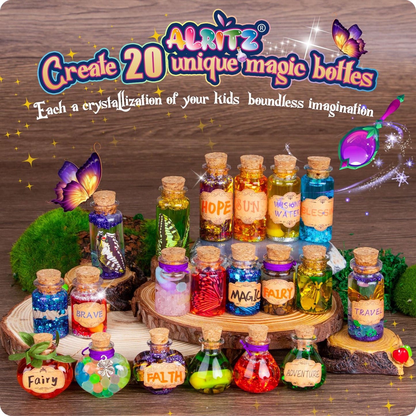 Alritz Fairy Potions Kit – 20 Magic Bottles, Decorations & Craft for Kids 6–12
