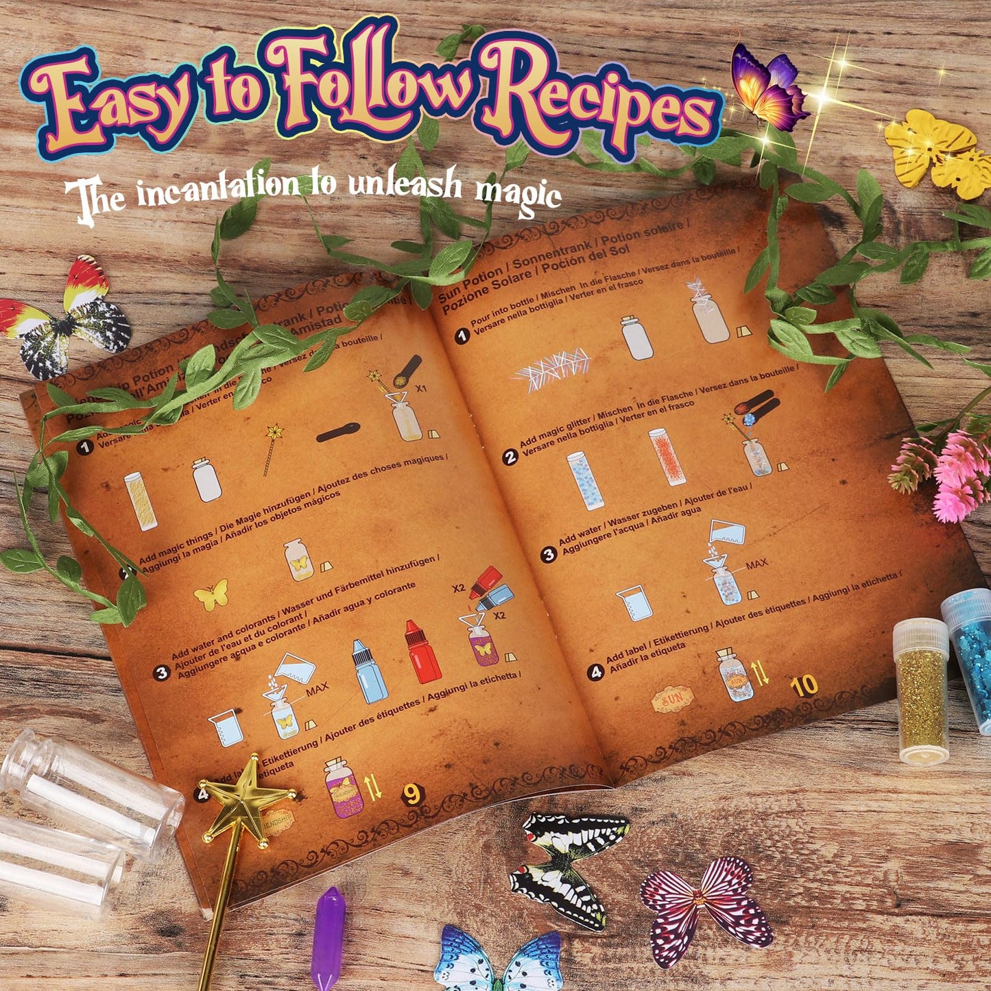 Alritz Fairy Potions Kit – 20 Magic Bottles, Decorations & Craft for Kids 6–12