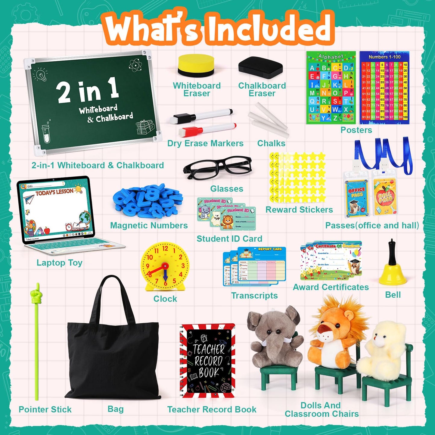 Alritz Pretend Play Teacher Set – Classroom Role Play Kit for Kids 5-9+