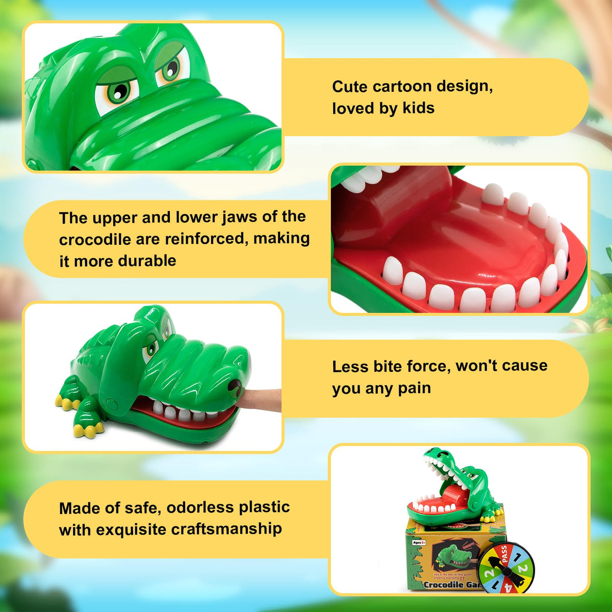 ALS AILISUO Upgraded Crocodile Teeth Dentist Game for Kids – Alligator Push-Down Fun