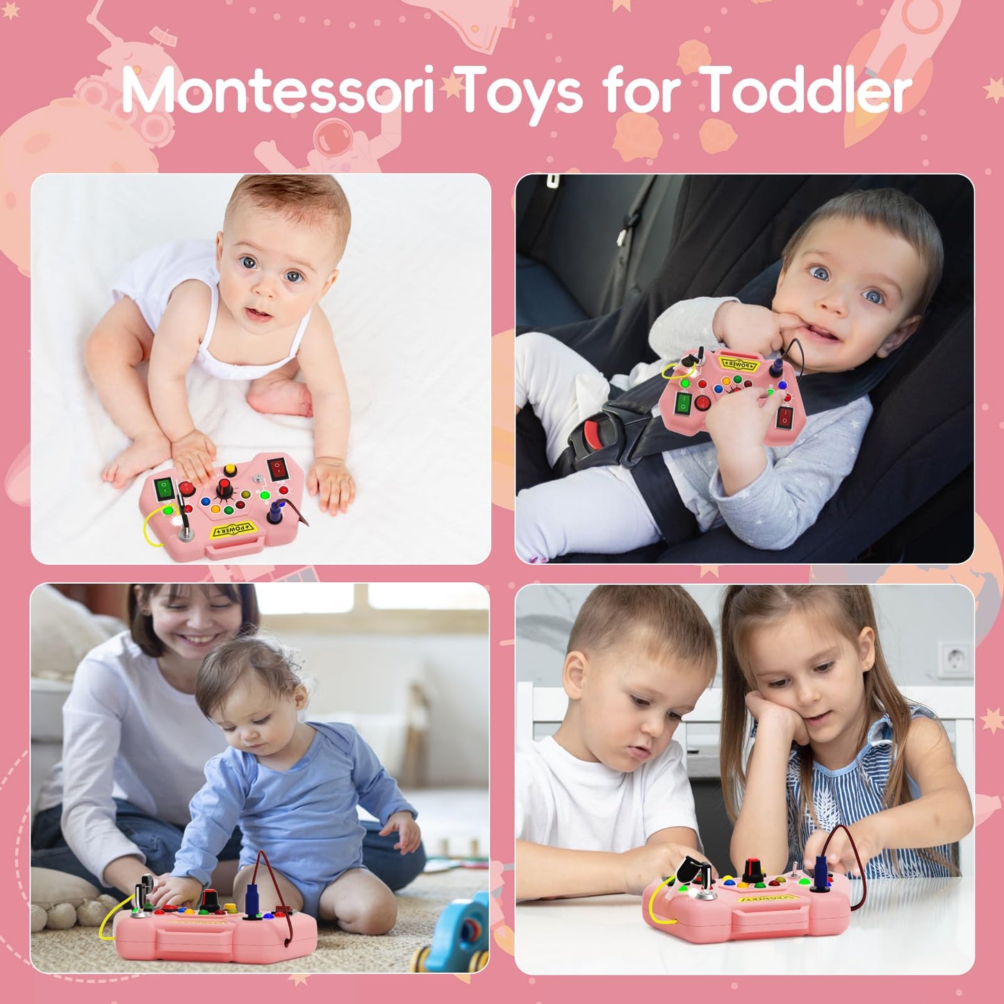 Alsatic Toddler Busy Board with LED Light – Sensory Montessori Toy for 3–5 Year Olds