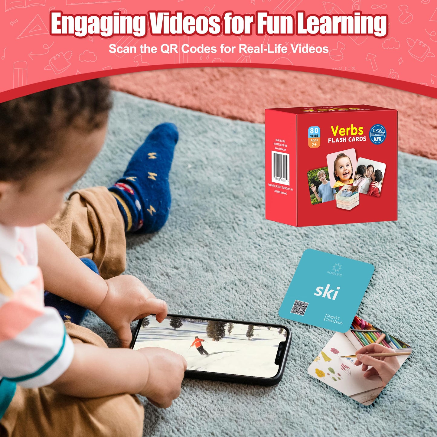 ALSOLIFE 80 Verb Cards for Speech Therapy – Durable, Engaging Flash Cards for Kids 4–8