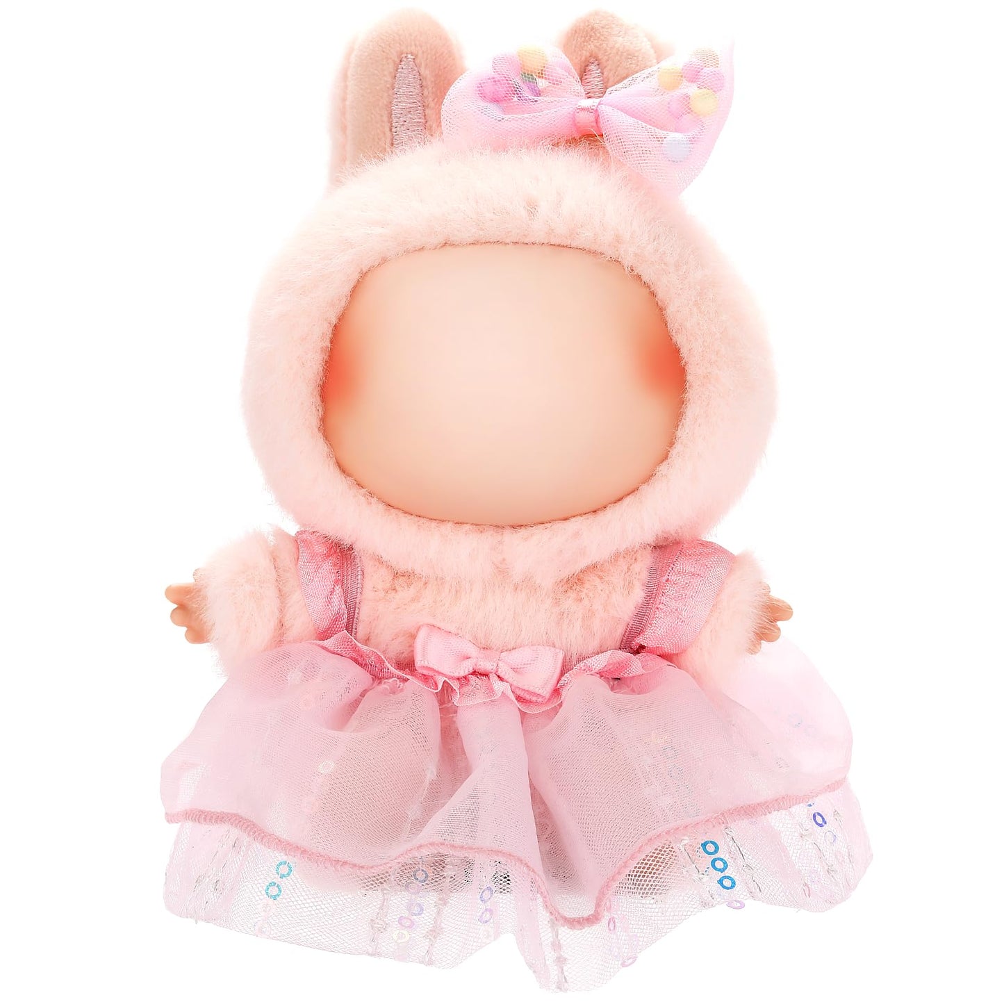 ALTRJO Labubu 17cm Doll Clothes – Pink Gauze Dress & Hairband Set