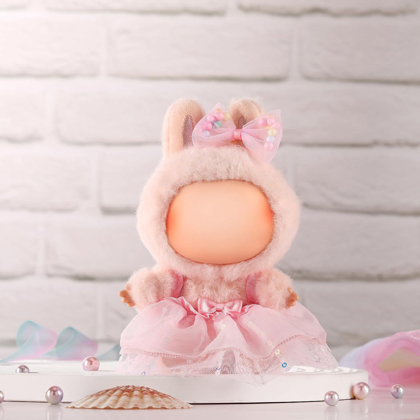 ALTRJO Labubu 17cm Doll Clothes – Pink Gauze Dress & Hairband Set
