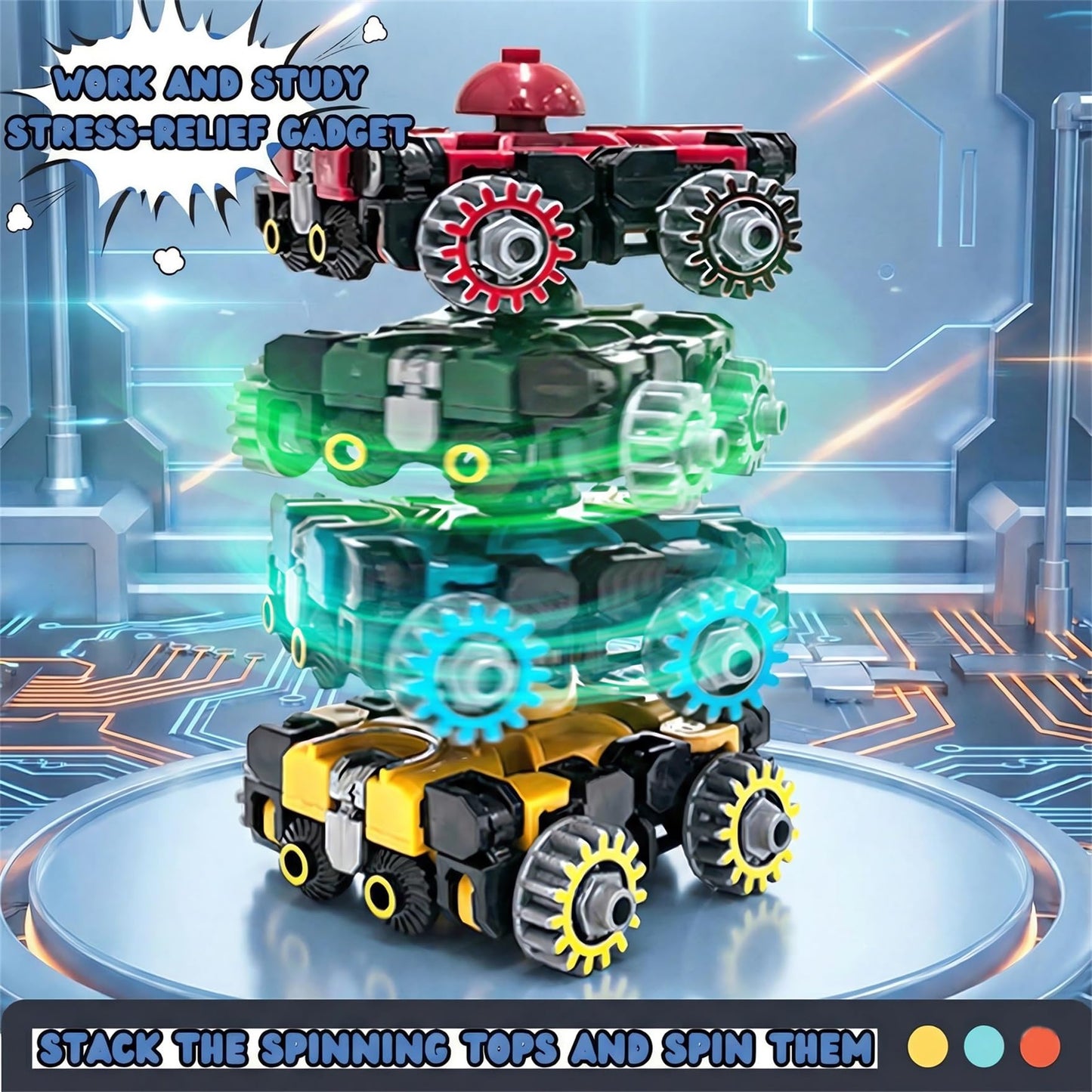 Altuco 4-Pack Transformable Fidget Spinners – Car, Robot & Battle Vehicle Toys for Kids