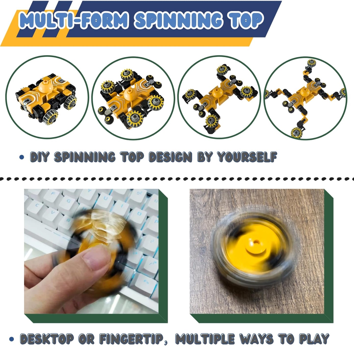 Altuco 4-Pack Transformable Fidget Spinners – Car, Robot & Battle Vehicle Toys for Kids