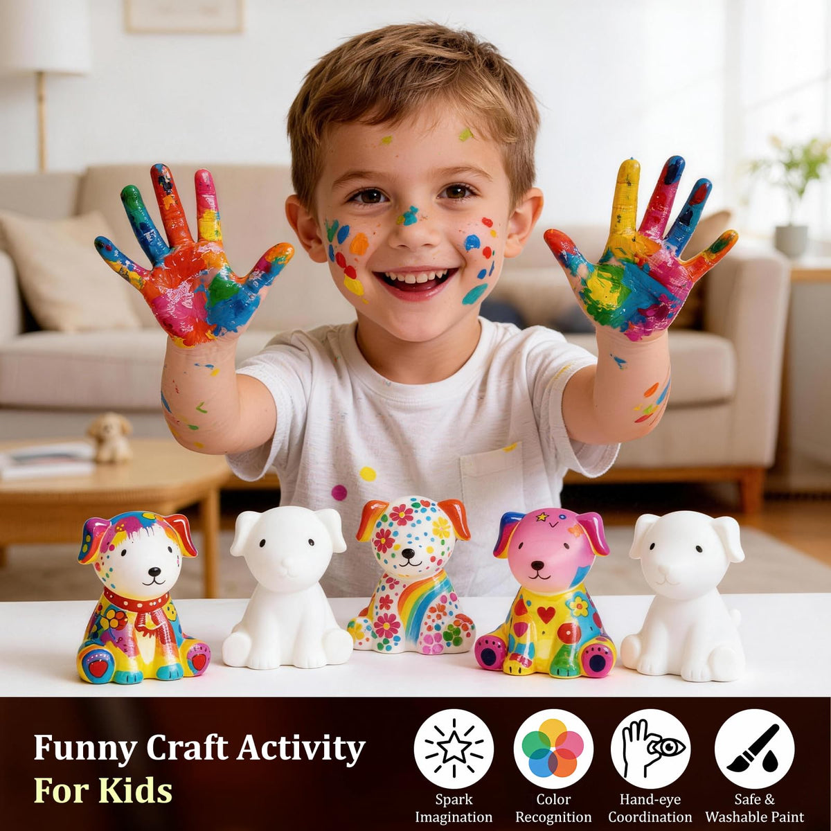 AluAbi Paint Your Own Dog Lamp Kit – Kids DIY Night Light Craft