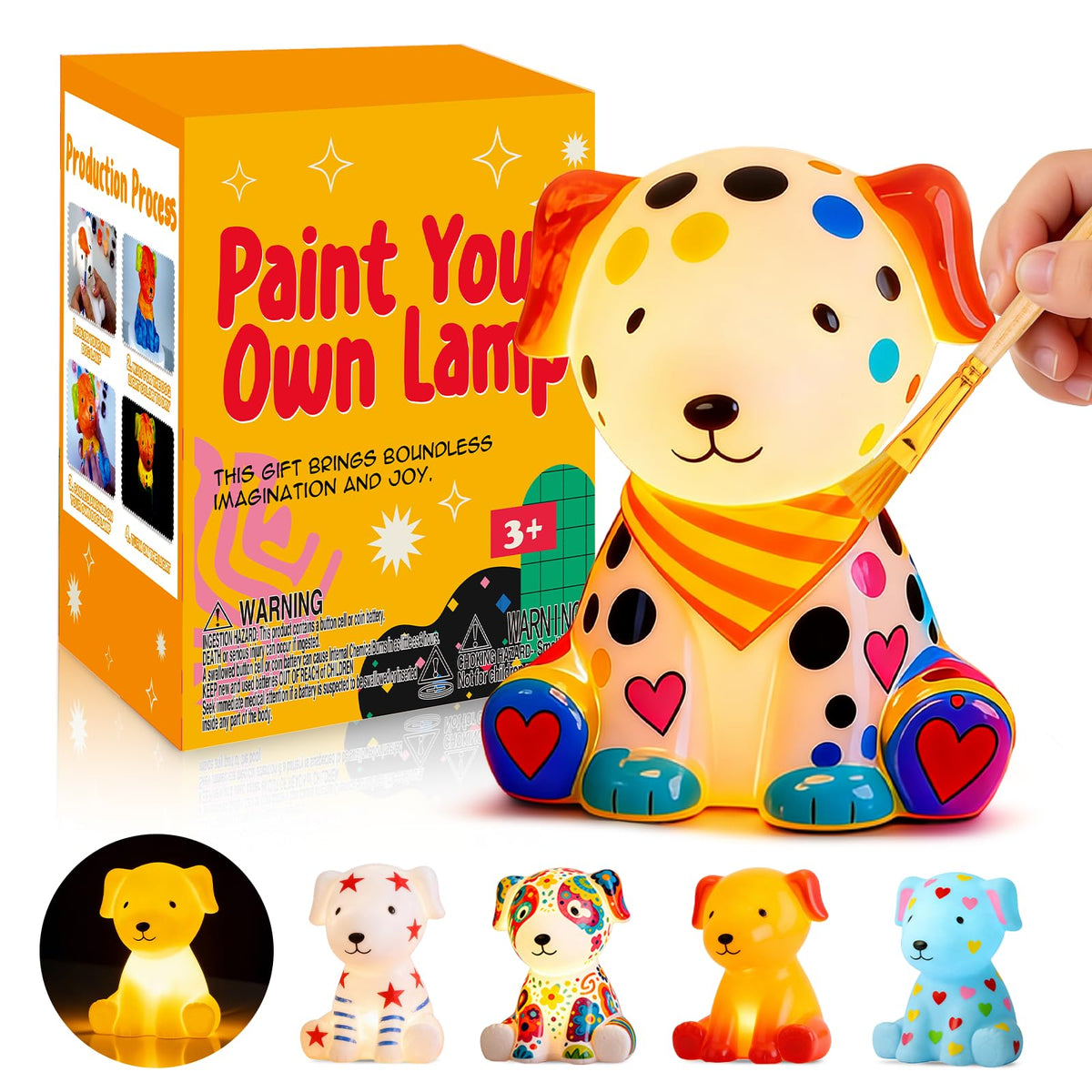 AluAbi Paint Your Own Dog Lamp Kit – Kids DIY Night Light Craft
