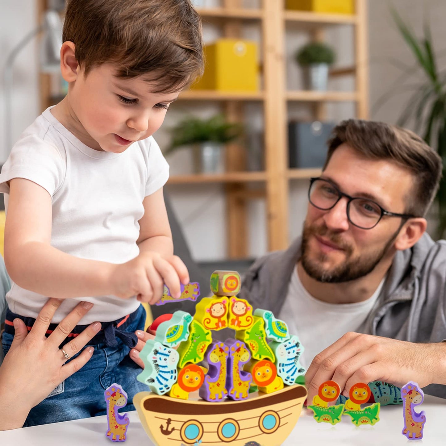 AluAbi Noah's Ark Wooden Balance Stacking Toy – Family STEM & Team-Building Blocks