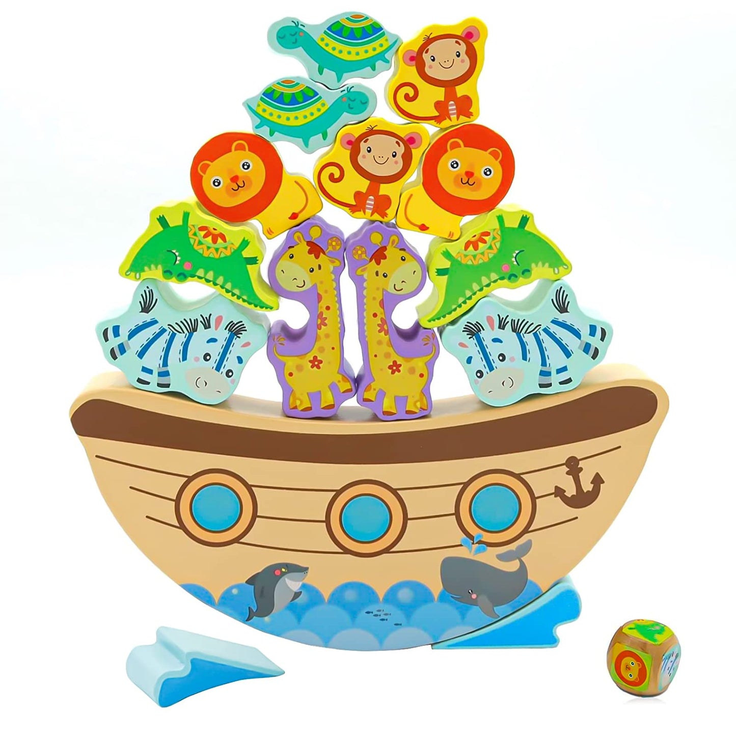 AluAbi Noah's Ark Wooden Balance Stacking Toy – Family STEM & Team-Building Blocks