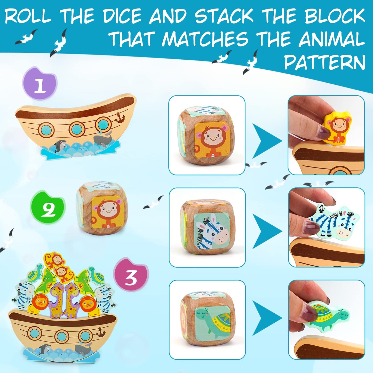 AluAbi Noah's Ark Wooden Balance Stacking Toy – Family STEM & Team-Building Blocks