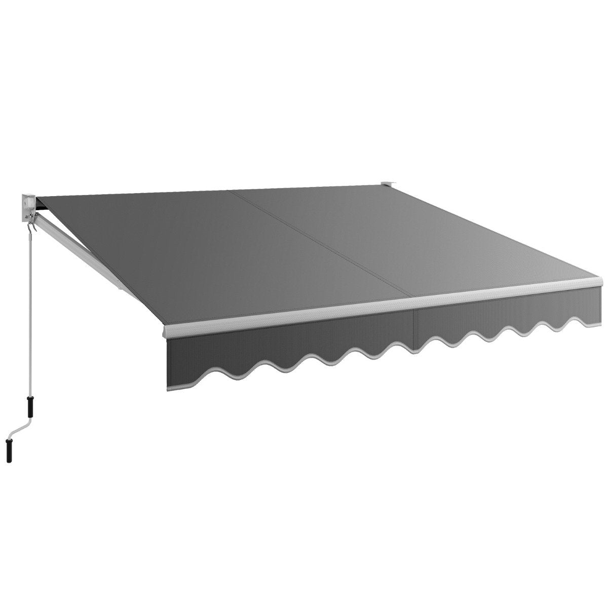 Aluminum Patio Sun Shade with Crank Handle and Water-Resistant Polyester-Beige