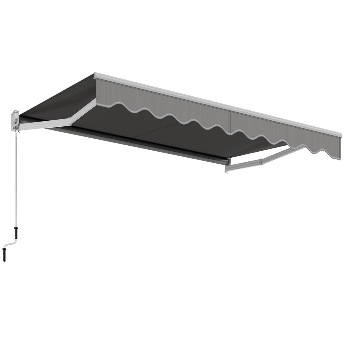 Aluminum Patio Sun Shade with Crank Handle and Water-Resistant Polyester-Beige