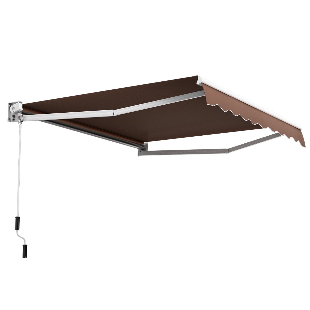 Aluminum Patio Sun Shade with Crank Handle and Water-Resistant Polyester-Beige