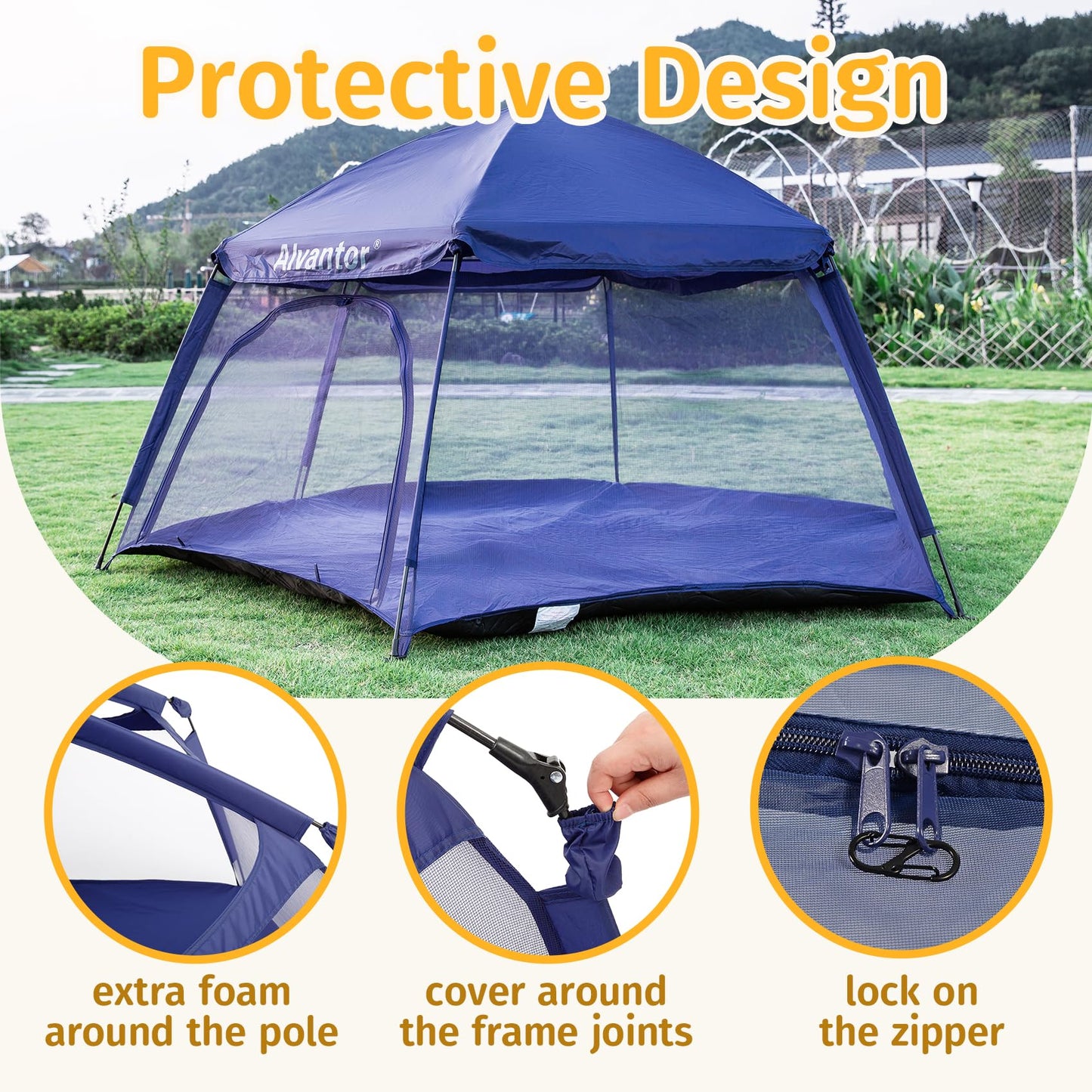 Alvantor Baby Playpen Play Yard 84x84x44 Navy | Pop-Up Foldable Play Tent for Infants