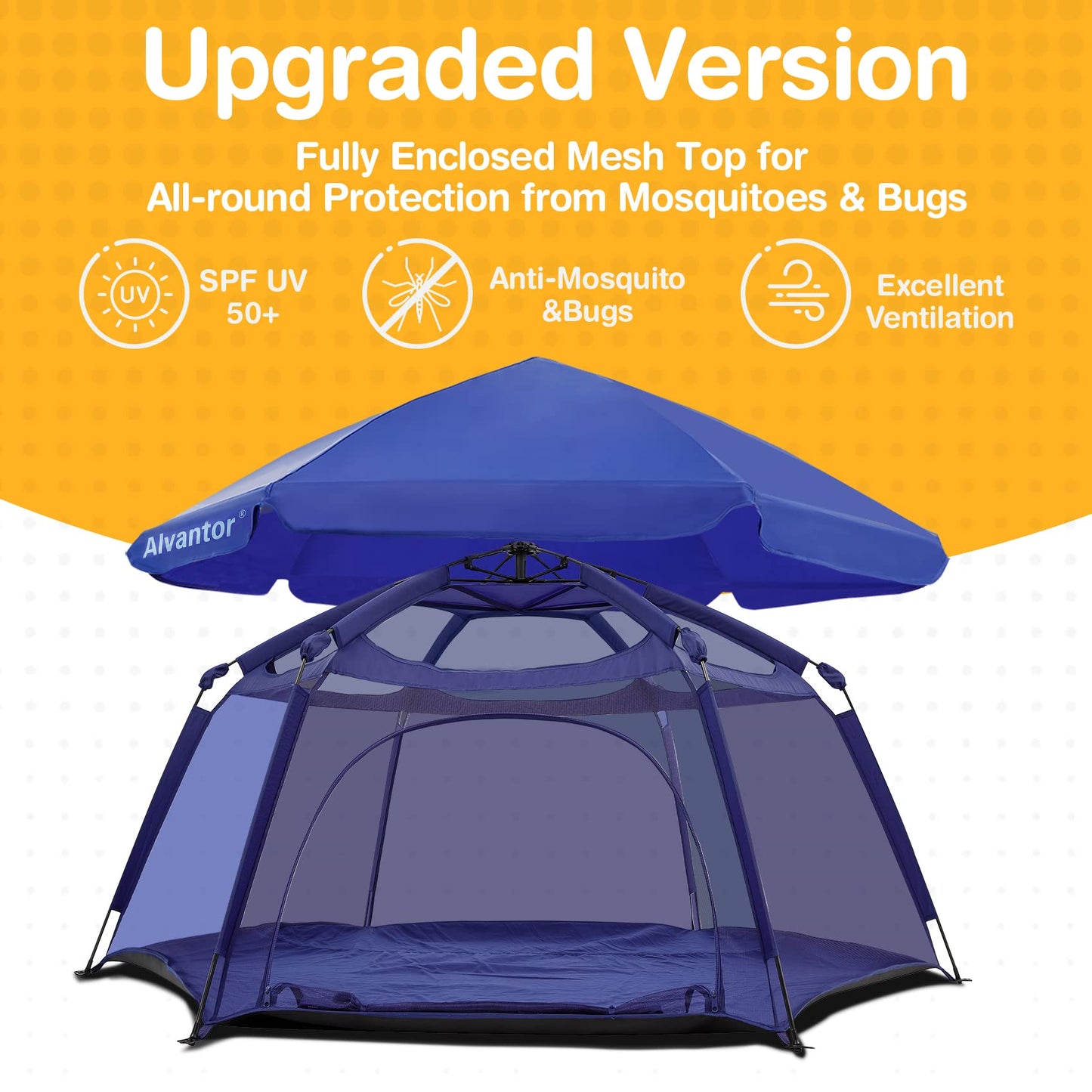 Alvantor Baby Playpen Play Yard 84x84x44 Navy | Large Pop-Up Play Tent for Babies & Toddlers