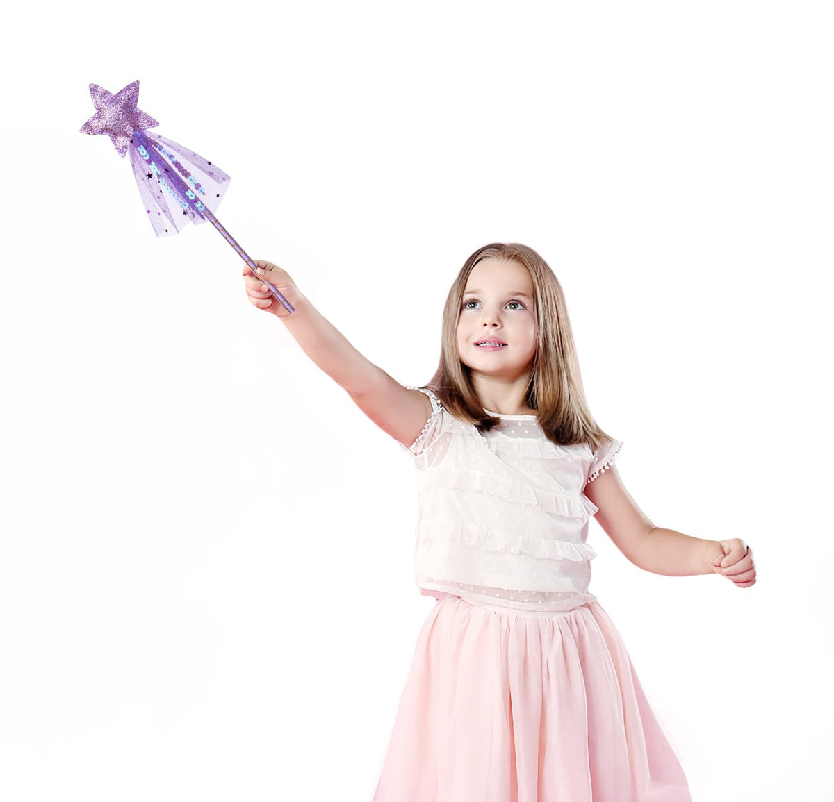 ALVOGIMOR 2-Pack Glitter Star Wands – Pink & Purple Princess Dress-Up Props, 12 inch