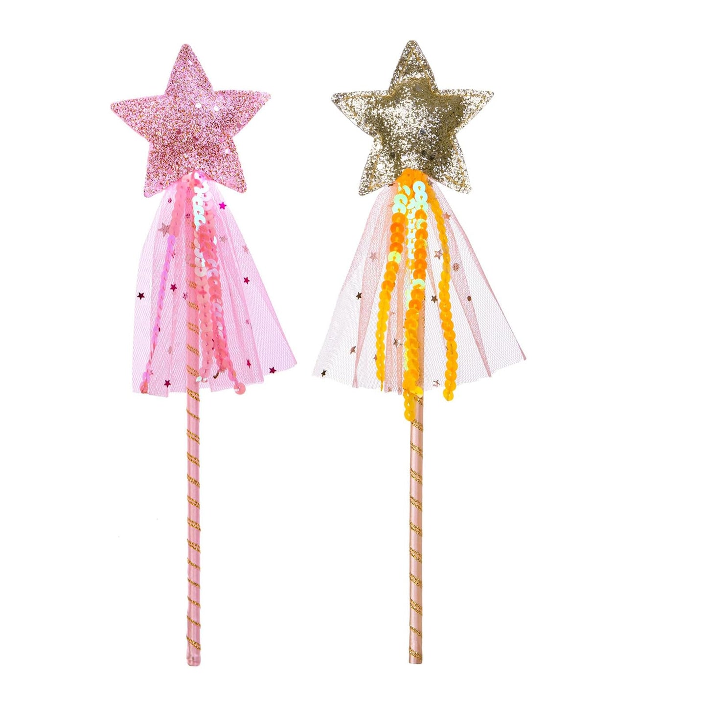 ALVOGIMOR 2-Pack Glitter Star Wand – Pink & Purple Princess Dress-Up Props