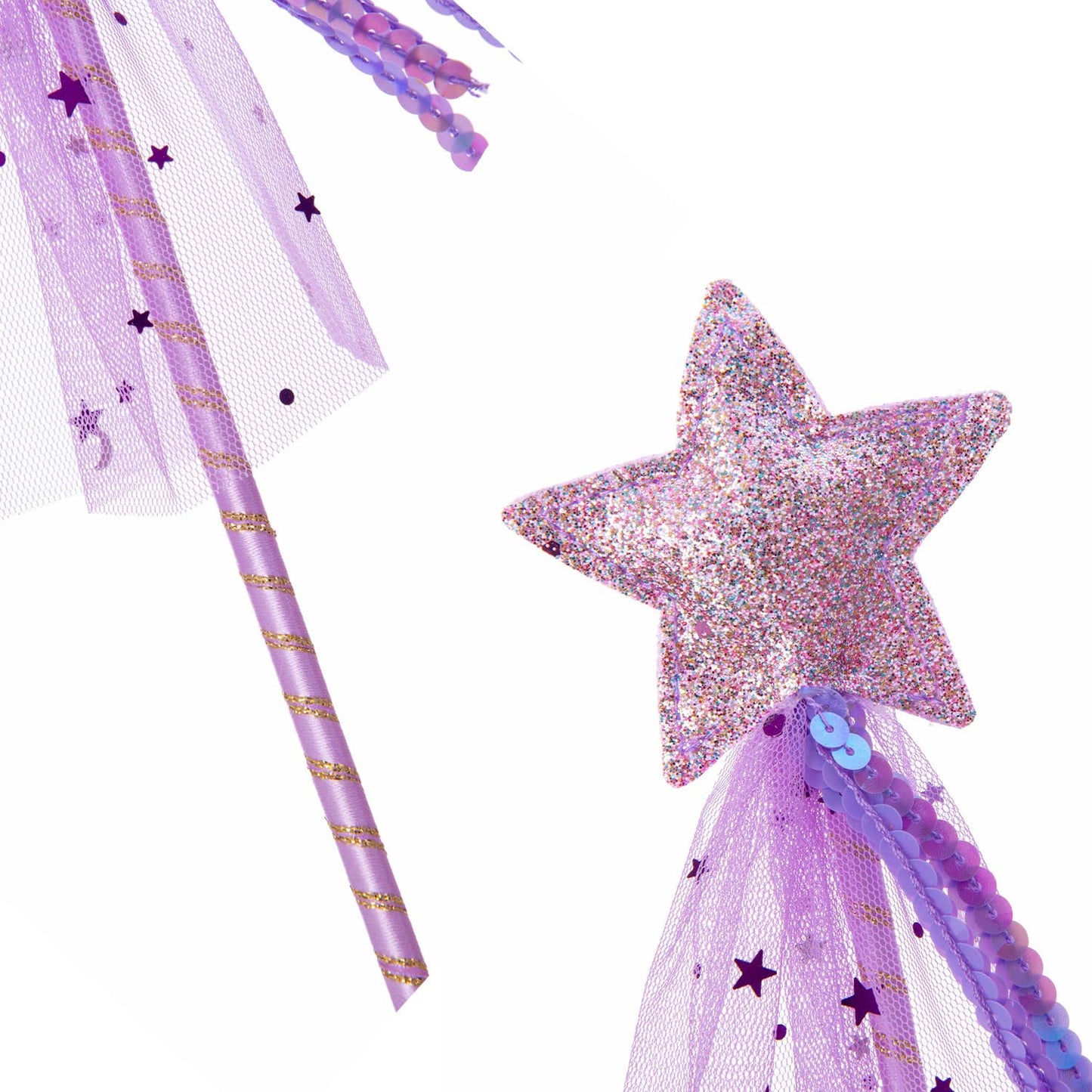 ALVOGIMOR 2-Pack Glitter Star Wands – Pink & Purple Princess Dress-Up Props, 12 inch