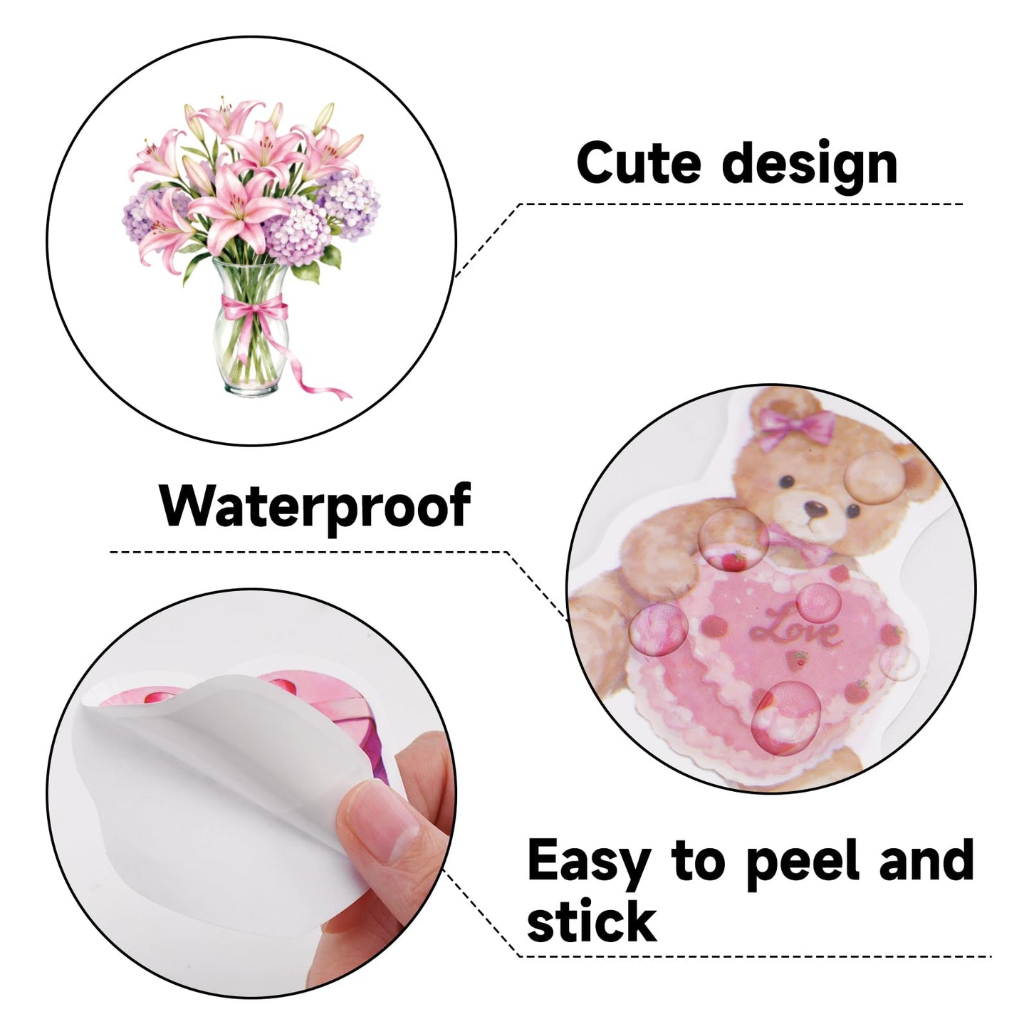 Alynta 200 Pcs Pink Aesthetic Stickers – Waterproof Vinyl Pack for Water Bottles, Laptops, Planners, and Notebooks