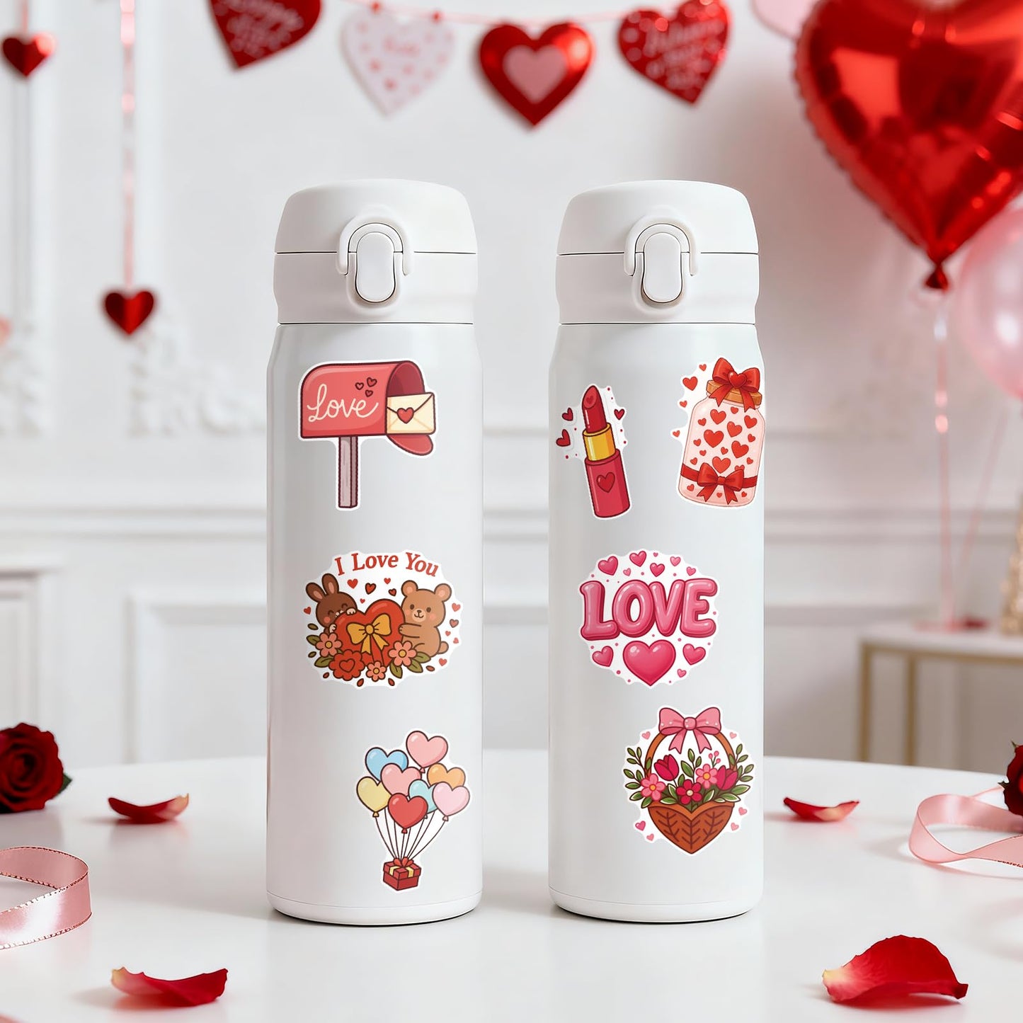 Alynta 300Pcs Valentines Day Stickers — Waterproof Vinyl Decals for Water Bottles, Notebooks & Laptops