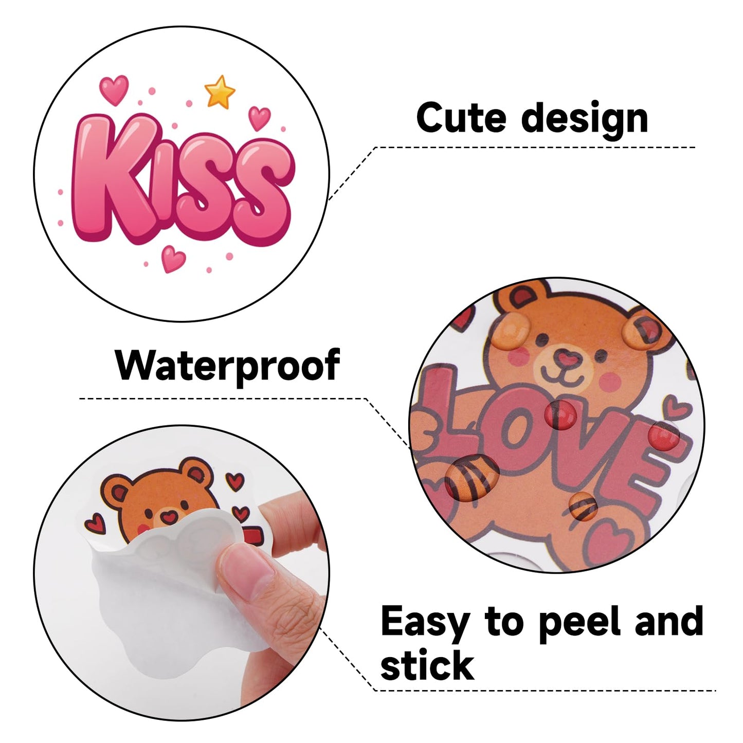 Alynta 300Pcs Valentines Day Stickers — Waterproof Vinyl Decals for Water Bottles, Notebooks & Laptops