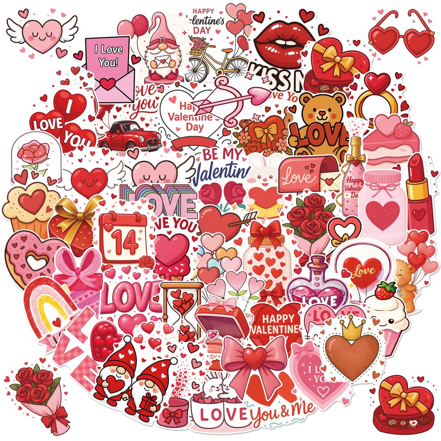 Alynta 300Pcs Valentines Day Stickers — Waterproof Vinyl Decals for Water Bottles, Notebooks & Laptops