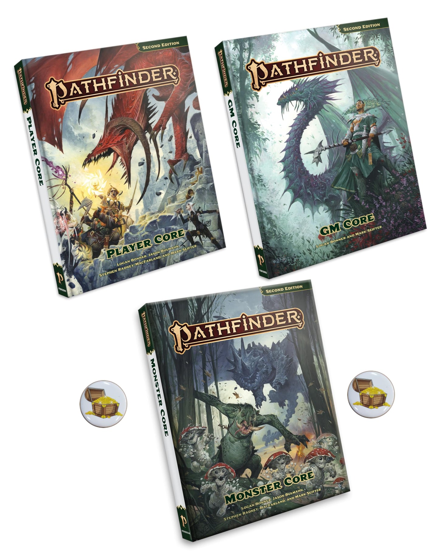 AMA Pathfinder Remastered Second Edition Core Bundle — Player, GM, Monster Cores + Treasure Chest Buttons