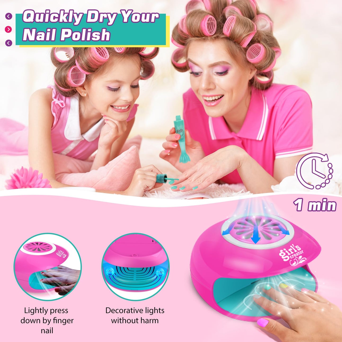 Amagoing Kids Nail Polish Set for Girls | Nail Dryer, Nail Art Pens & Cartoon Press-On Tips