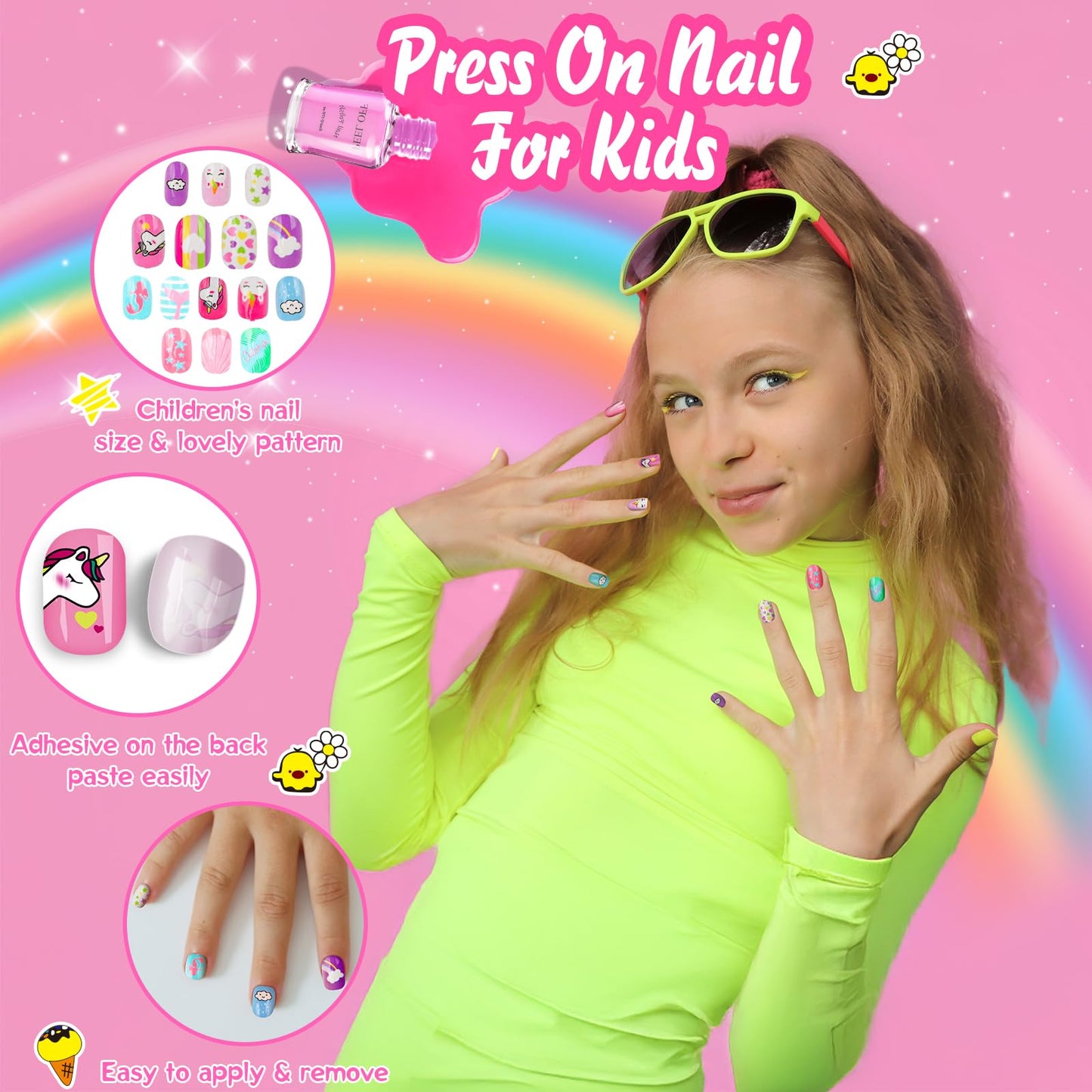 Amagoing Kids Nail Polish Set for Girls | Nail Dryer, Nail Art Pens & Cartoon Press-On Tips