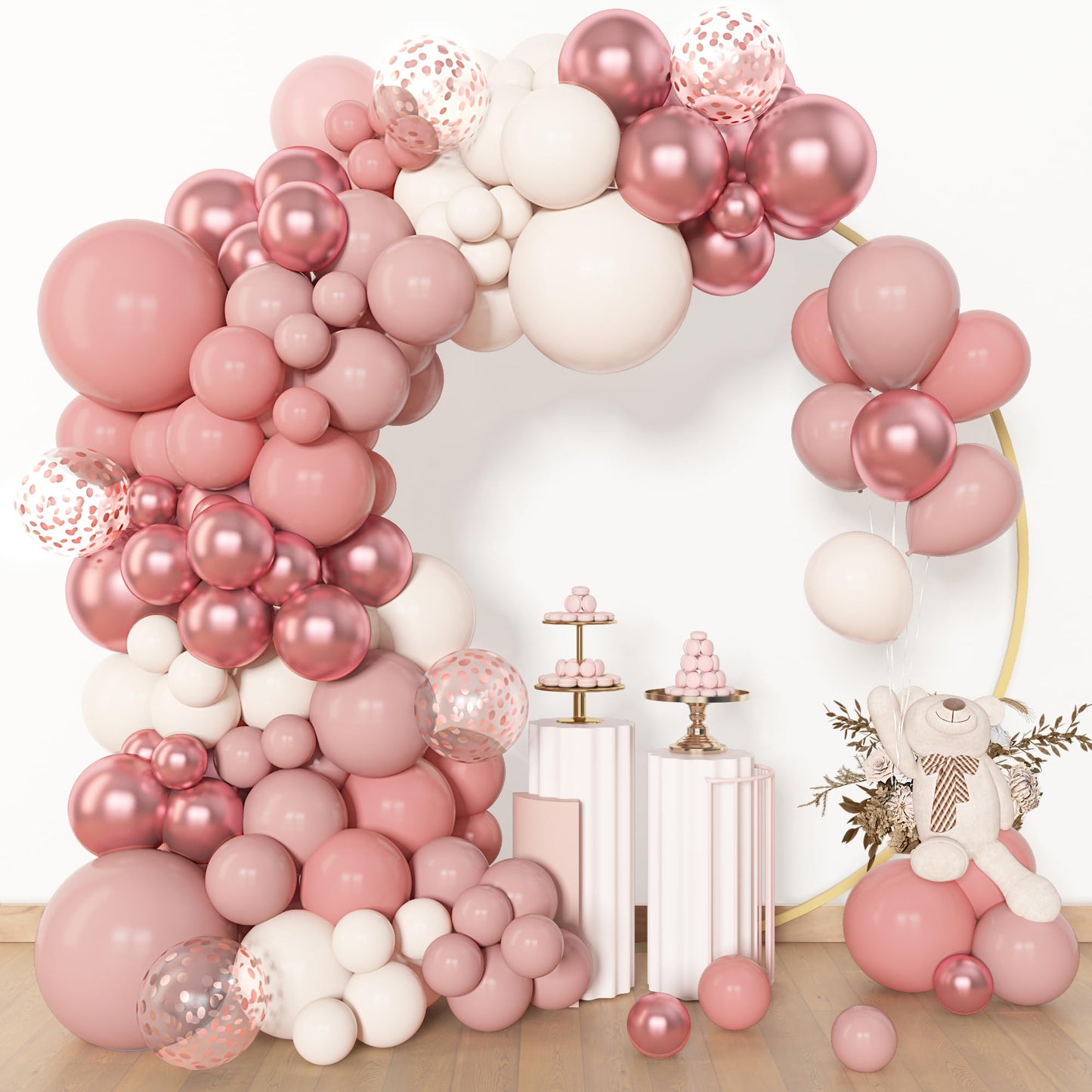 Amandir 153pcs Dusty Pink Balloon Arch Kit – Boho Party Decor