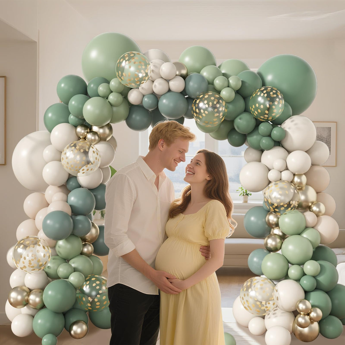Amandir 173Pcs Dusty Green Balloon Arch Kit – Sage, Olive, White & Gold