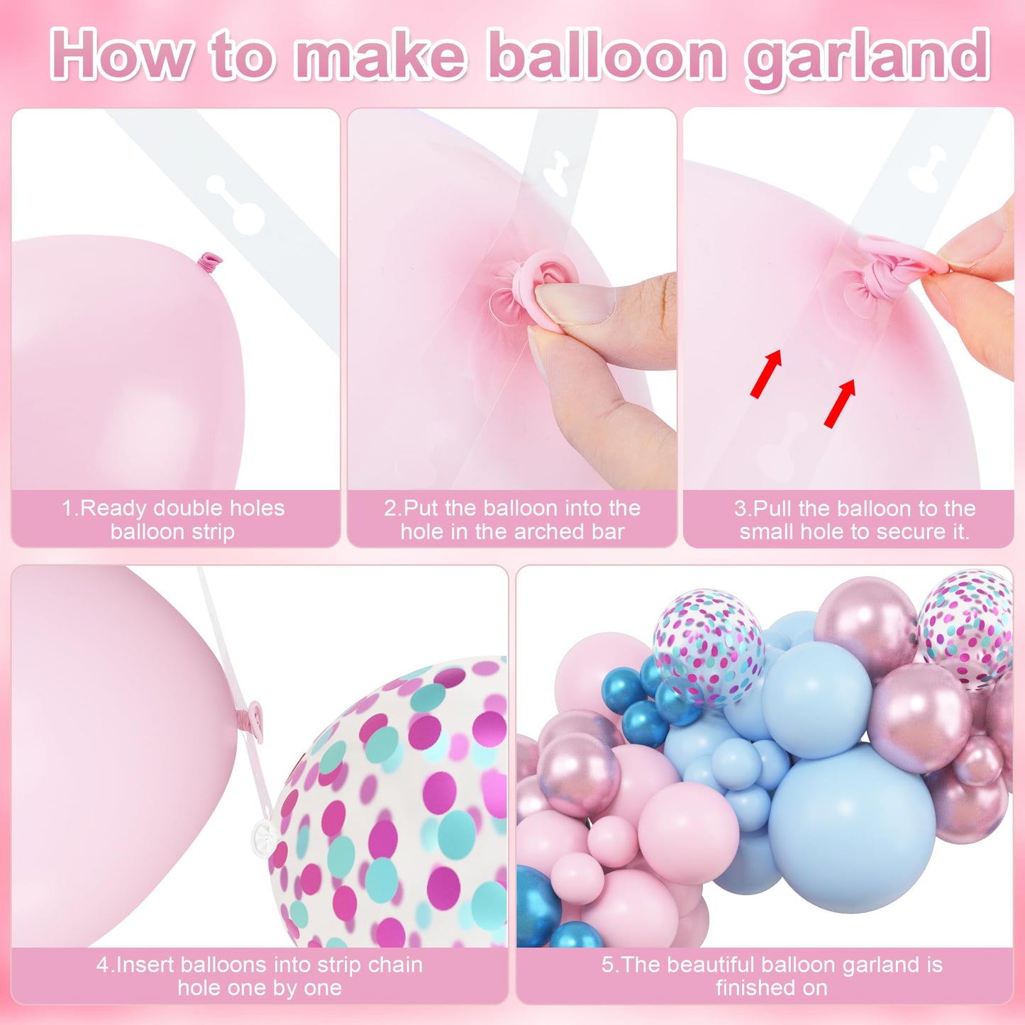 Amandir 153pcs Pink & Blue Balloon Arch Kit — Gender Reveal & Party Decor