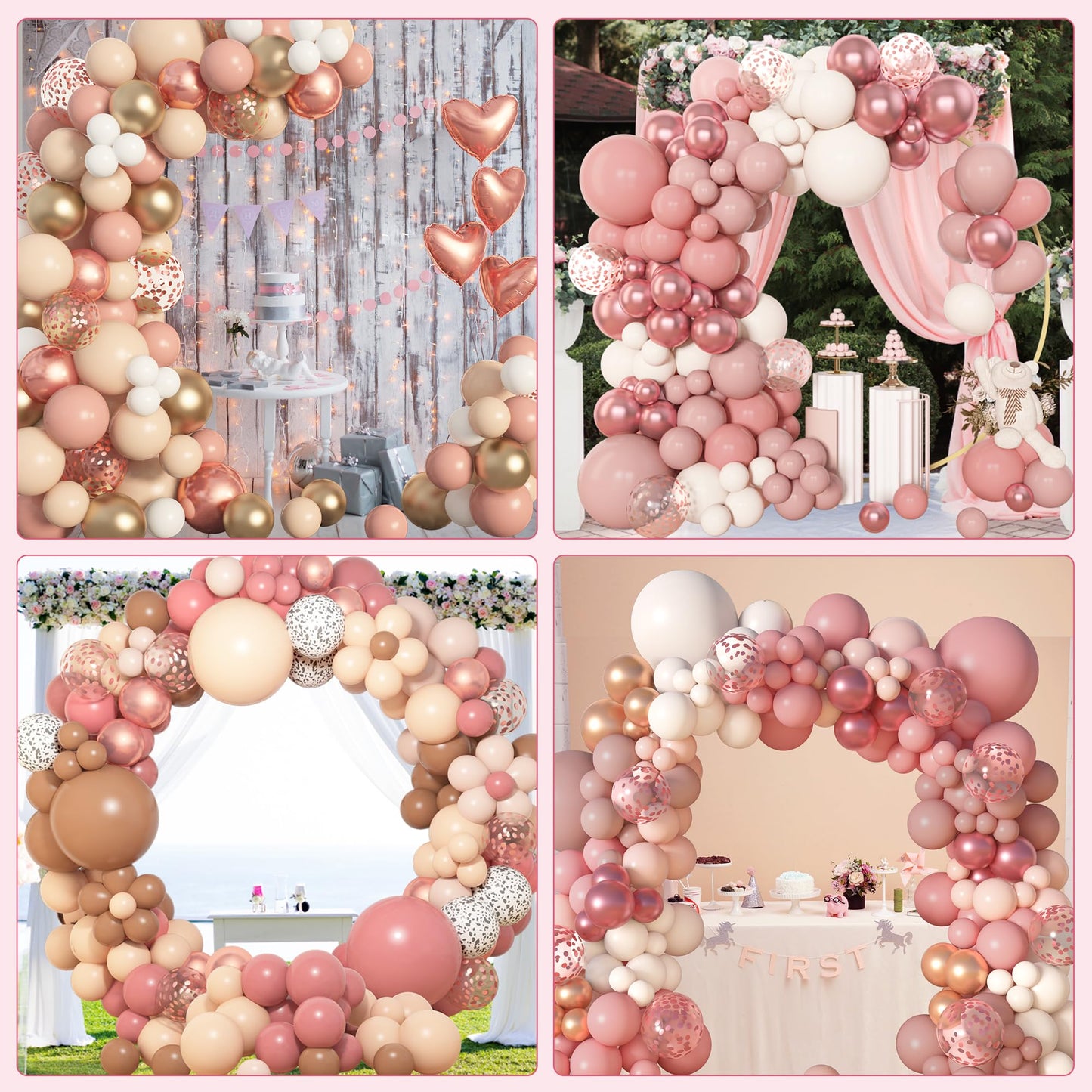 Amandir 153pcs Dusty Pink Balloon Arch Kit – Boho Party Decor
