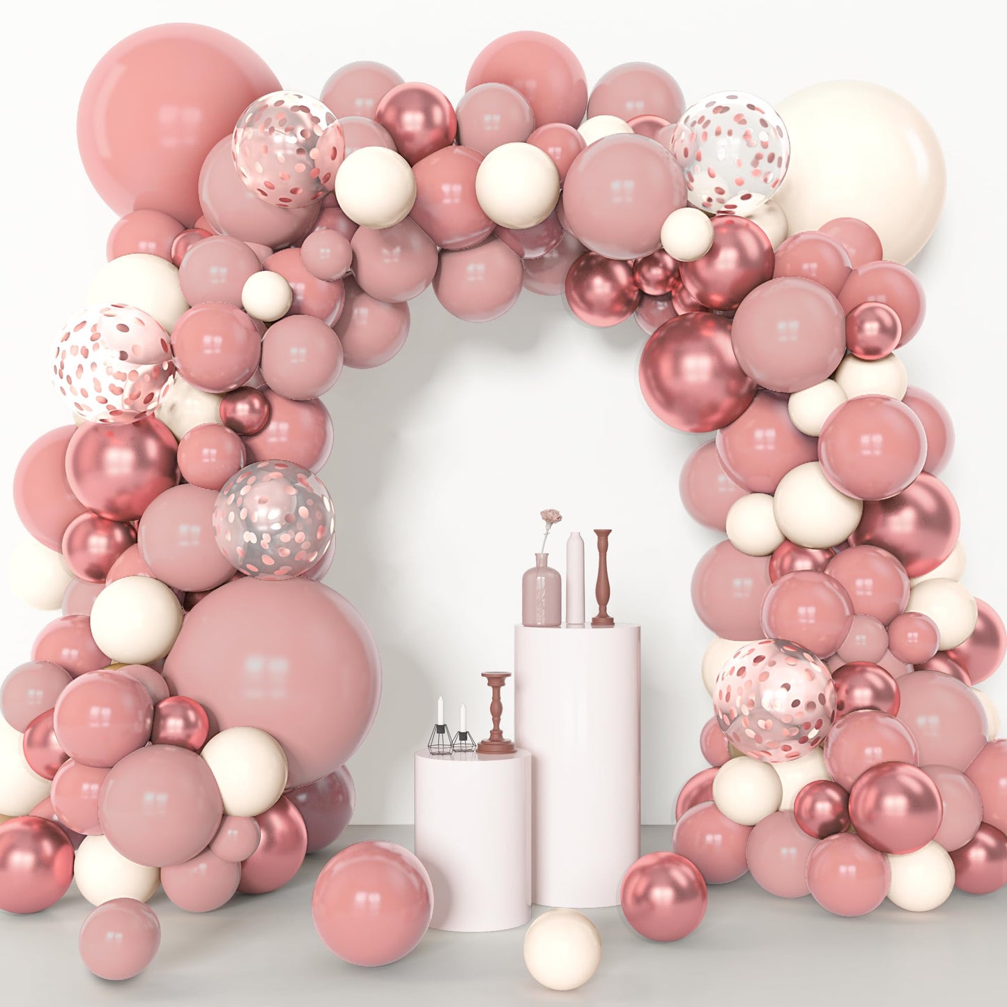 Amandir 153pcs Dusty Pink Balloon Arch Kit – Boho Party Decor
