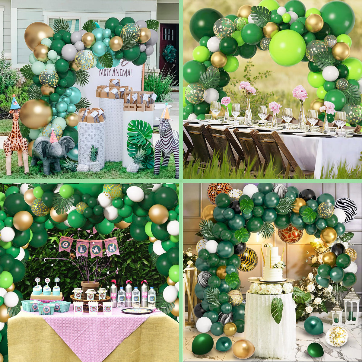 Amandir 153pcs Green and Gold Balloon Arch Kit | Graduation Birthday Safari Party Decor