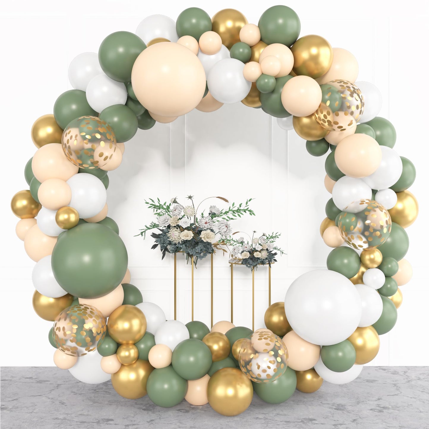 AMANDIR 153-Piece Sage Green Balloon Garland Arch Kit – 18/12/10/5 Inch
