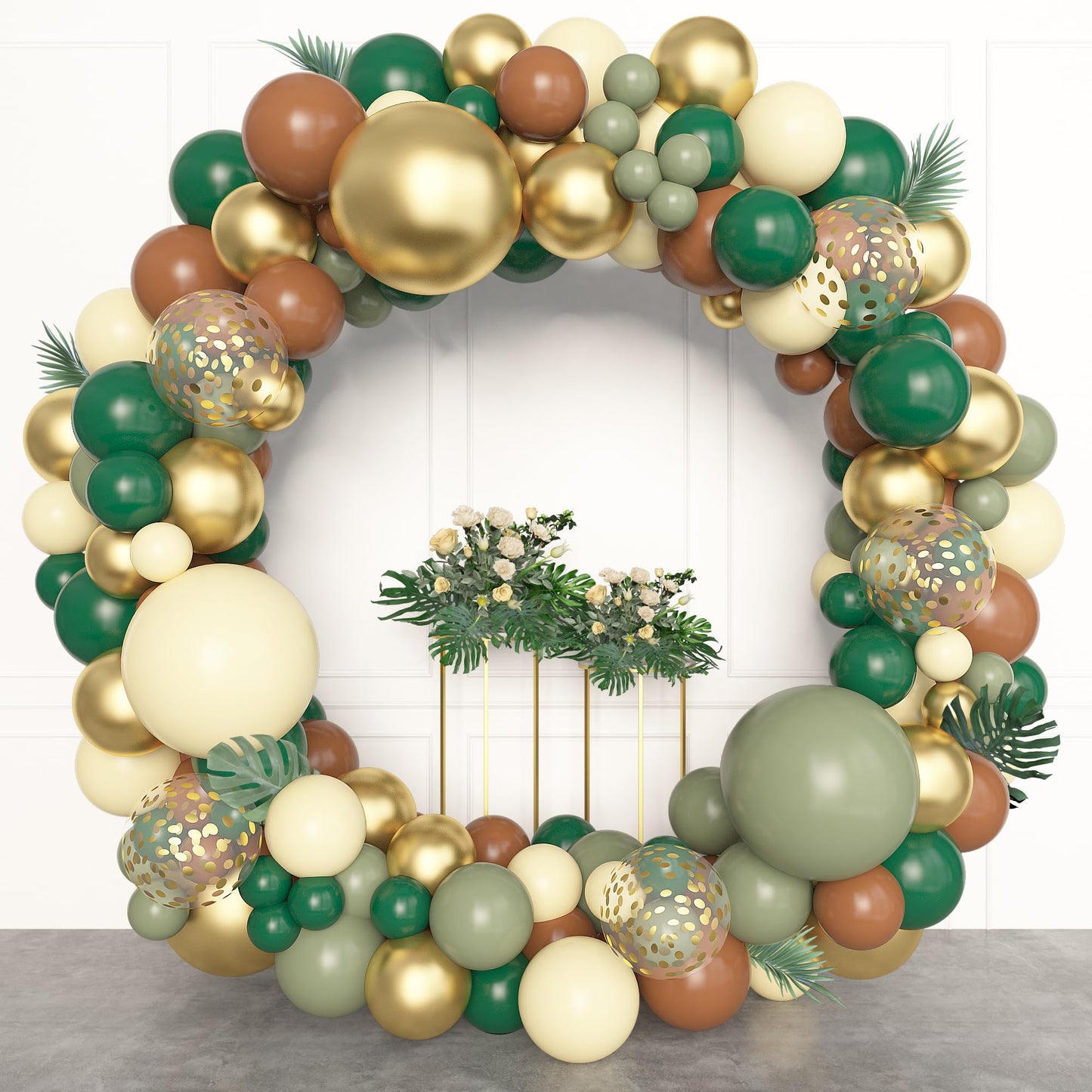 Amandir 153pcs Safari Balloon Arch Kit – Sage Green, Ivory & Metallic Gold